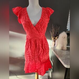 Japna Elegant Coral Eyelet Dress Size S